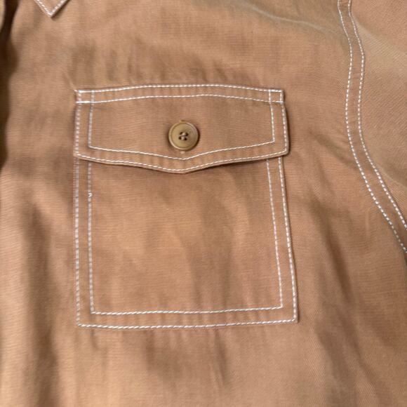 Maje Paris Women's V-Neck Romper Jumper Brown Collared Belted Size EU 40/US L - Picture 8 of 10